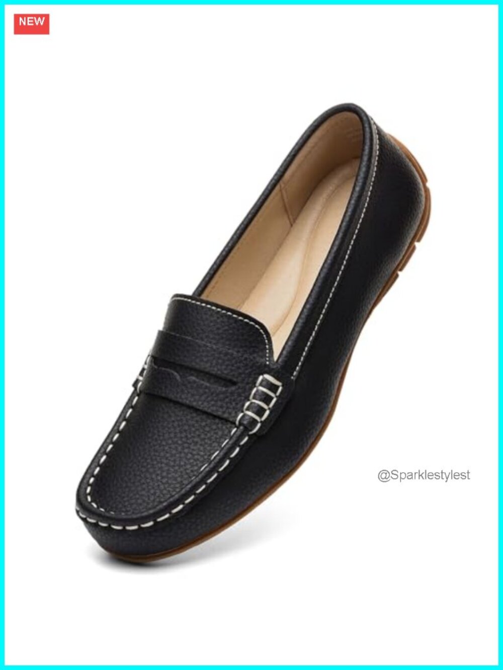 Womens Pebbled Leather Penny Loafers Slip-Ons Comfort Memory Foam Work Office